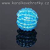 Korálek obšitý korálky, barva modrá, cca. 13 mm/ balení 3 ks