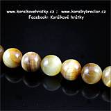 Minerální korálky, 10mm, TYGŘÍ OKO světlé / balení 3 ks
