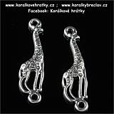 Přívěsek, kov, žirafa, 31x10 mm, barva platina (balení 15ks)
