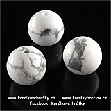 Minerální korálky, 10mm, Howlit (bílý magnezit)
