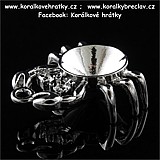 Přívěsek, kov, krab s lůžkem, 25x18 mm, barva platina (balení 5ks)  