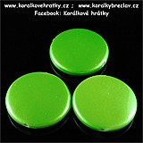Korálky, plast, 20 mm, barva zelená metalická (balení 40 ks)