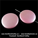 Korálky, plast, 20 mm, barva sv. růžová metalická (balení 40ks)