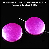 Korálky, plast, 20 mm, barva růžová metalická (balení 40 ks)