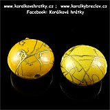 Korálky, plast, 18mm, barva žlutá cákaná (balení 20 ks)