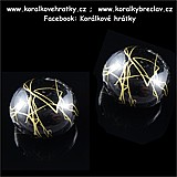 Korálky, plast, 18mm, barva černá cákaná (balení 20 ks)