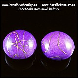Korálky, plast, 18mm, barva fialová cákaná (balení 20 ks)