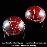 Korálky, plast, 25x20mm, barva vínový cákaný (balení 2 ks)