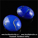 Korálky, plast, 25x20mm, barva modrý cákaný (balení 10ks)