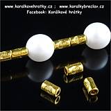 Korálek, váleček s "terčem", 5x2,5mm, zlatý (balení 100 ks )