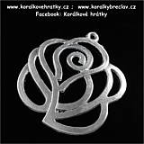 Přívěšek kovový,růže, 48x42 mm, barva platina / balení 2 ks