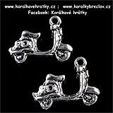 Přívěšek moped, kov, 18x14mm, barva starostříbrná (balení 20 ks)