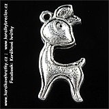 Přívěšek srnka, kov, 25x12 mm, barva starostříbrná/ balení 6 ks
