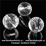 Minerální korálky, 10 mm, Křišťál fasetovaný ( balení 14 ks )