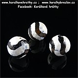 Minerální korálky, 12 mm, Achát, fasetovaný, černobílý vzor / balení 10 ks