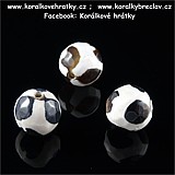 Minerální korálky, 12 mm, Achát, fasetovaný, černobílý vzor (2)/ balení 10 ks