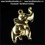 Přívěšek slon, kov, 28x19mm, barva zlatá / balení 3 ks