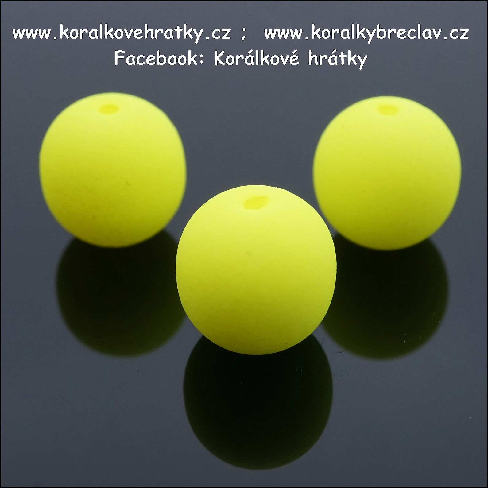 Korálky NEON mat, sklo, 8 mm, barva žlutá / balení 25 ks
