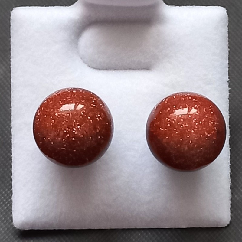 Náušnice puzety s imitací minerálu "zlatý avanturín"