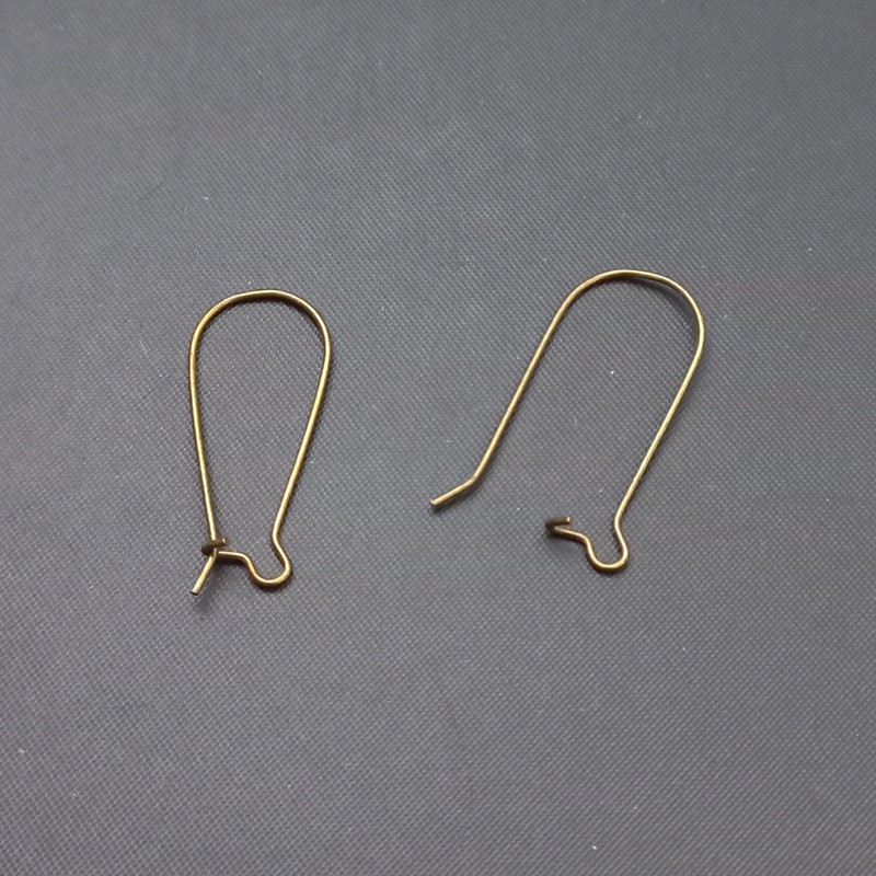 Náušnice uzavřená, kov, 28x12 mm, barva starozlato (balení 24 ks)