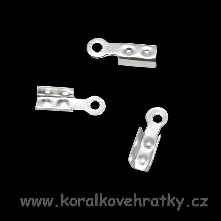 Koncovka na kůži a stužky, kov, 7x3,5mm, barva platina  (balení 80ks)
