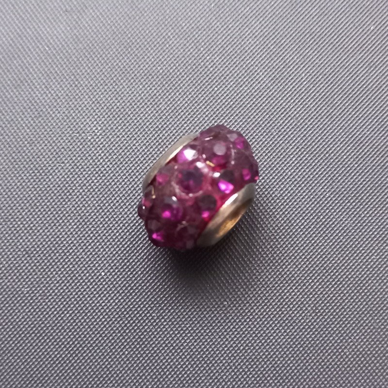 Velkodírový korálek, se šatonky, fialová, cca. 9x14mm