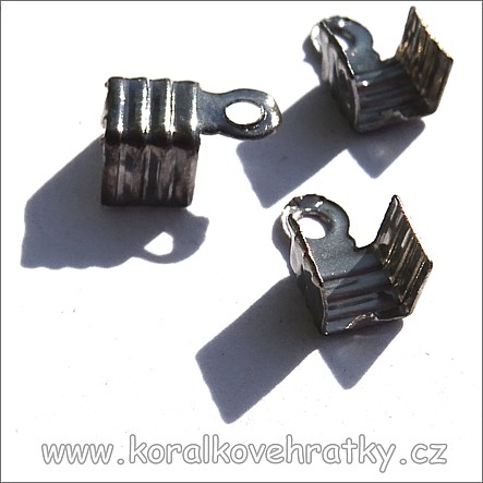 Koncovka na kůži, zakončení pro stužky, barva antracit, 7mm (balení 100ks)