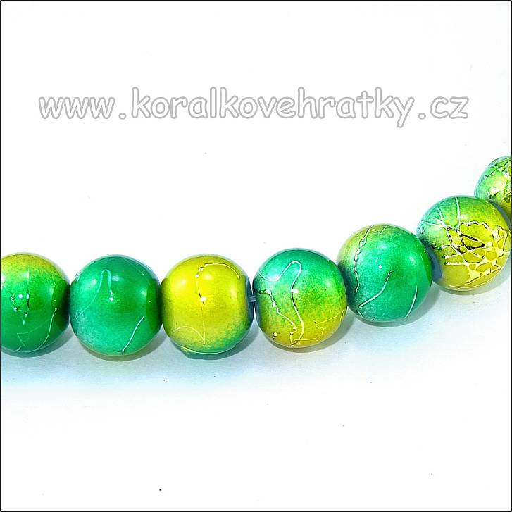 Korálek, sklo, 12mm, cákaný metalický, sv. červený , návlek cca 39 cm ( cca 34 ks ) / balení 2 návleky