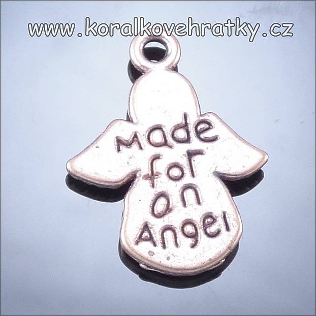 Přívěšek anděl s nápisem, 18x13mm,barva staroměděná (balení 20ks)