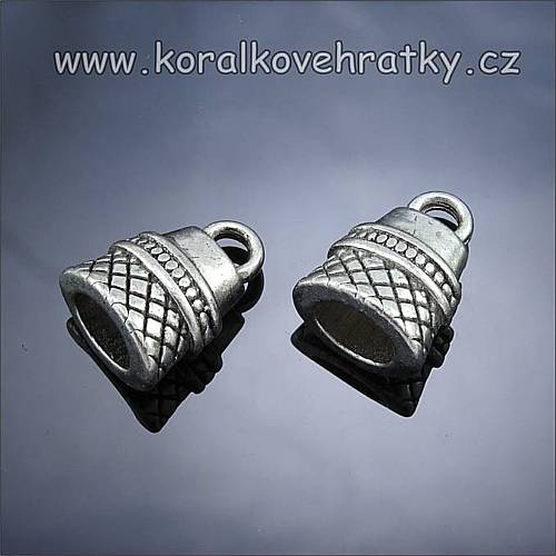 Kaplíky ozdobný12x12mm, otvor 10 mm, barva stříbra  (balení 10ks)