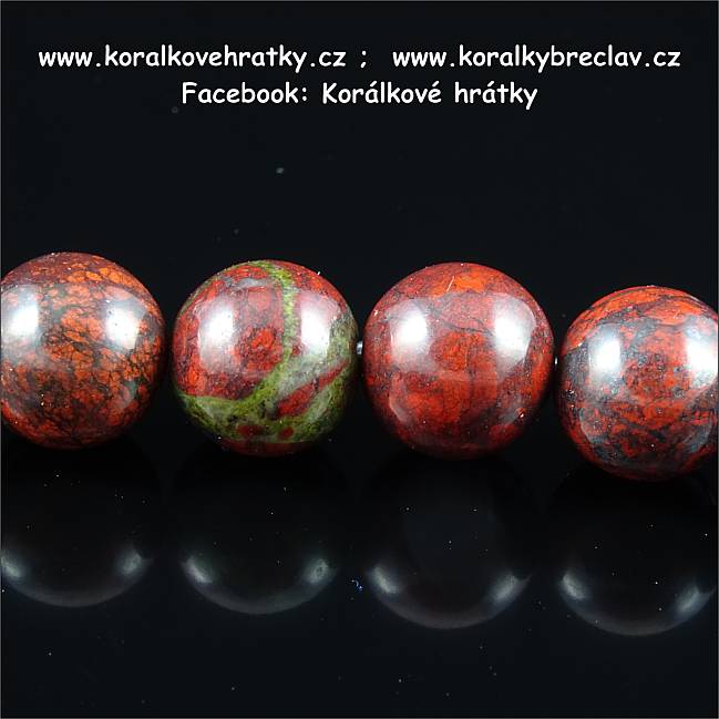 Minerální korálky, 8mm, Jaspis brekciový / balení 10 ks 