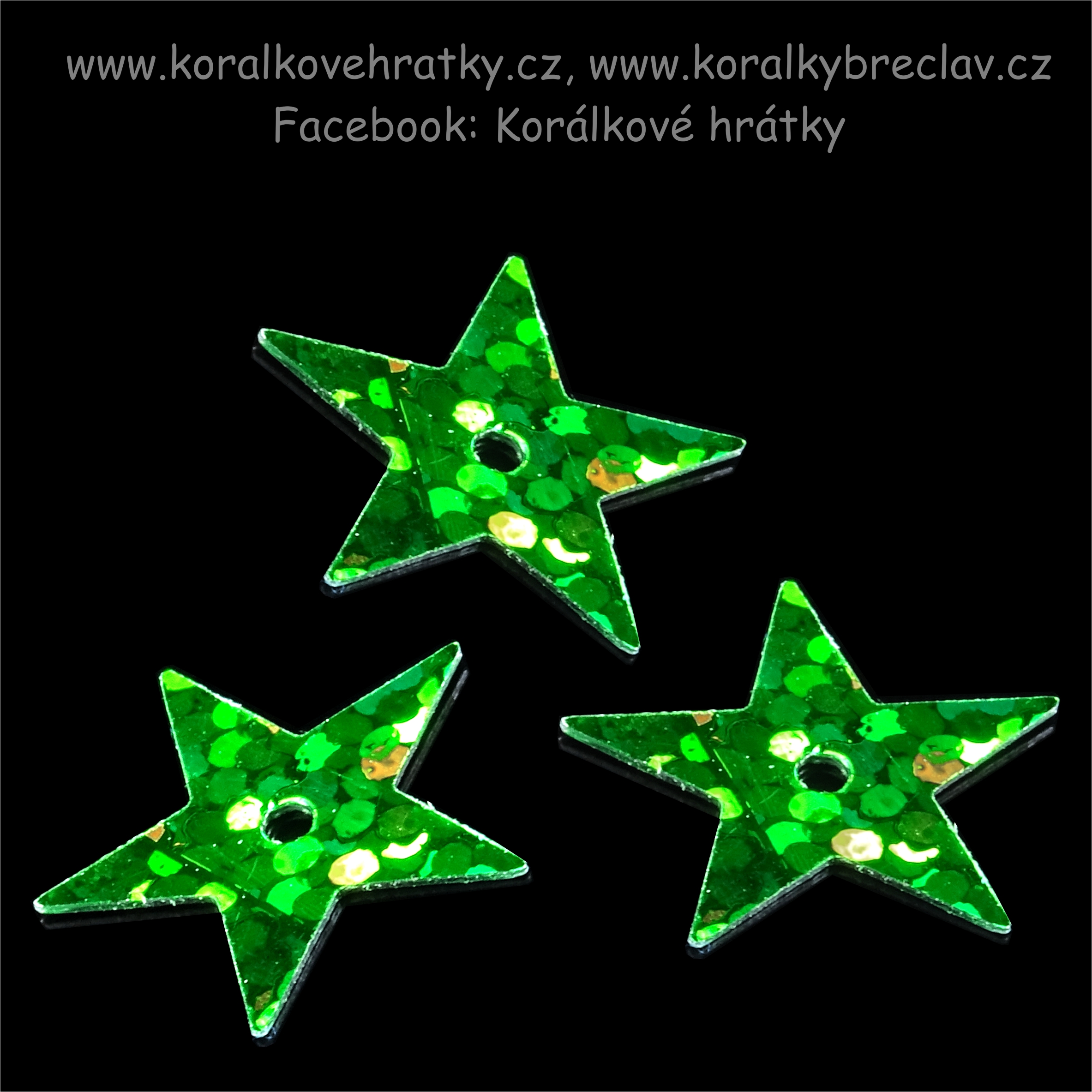 Flitr hvězda 12 mm, 5g zelená/ balení 2 ks  po 5 g