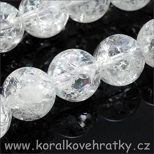 Minerální korálky, cca. 10 mm Křišťál práskaný / balení 20 ks 