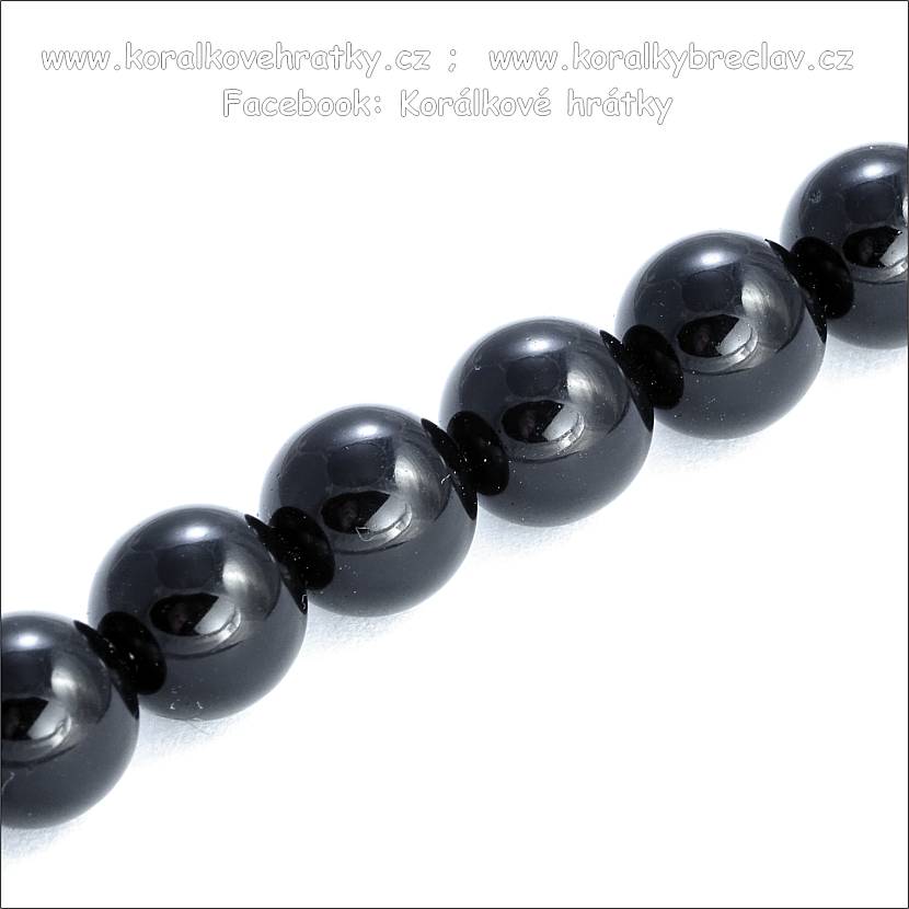 Voskové perly, 6 mm, sklo, barva černá lesklá / balení 383 ks 