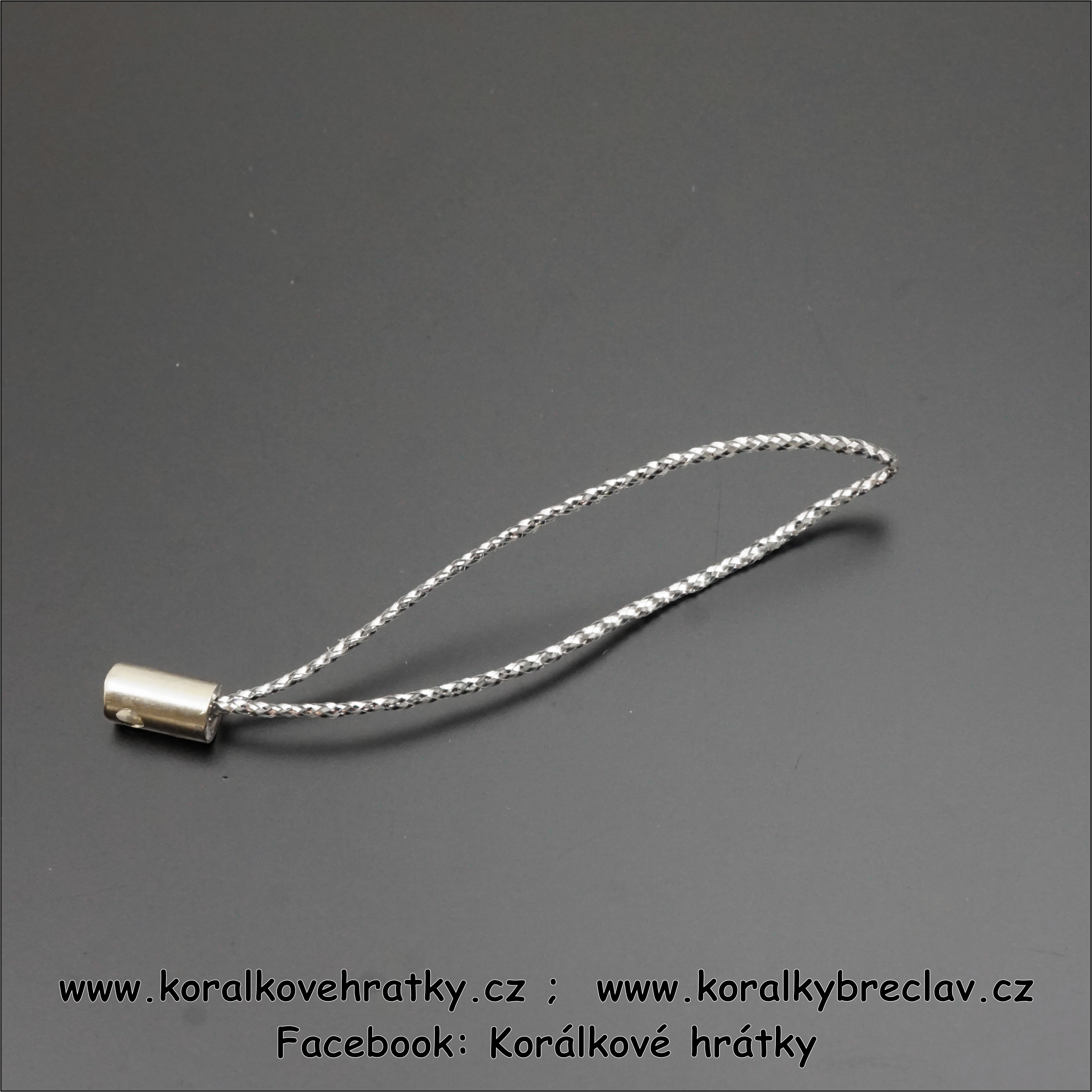 Šňůrka na přívěšek, (mobil), barva stříbrná ( balení 30 ks )