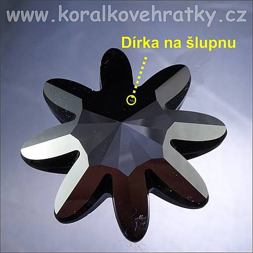 Kytka, sklo, 39x8mm, broušená, barva černá, český výrobce