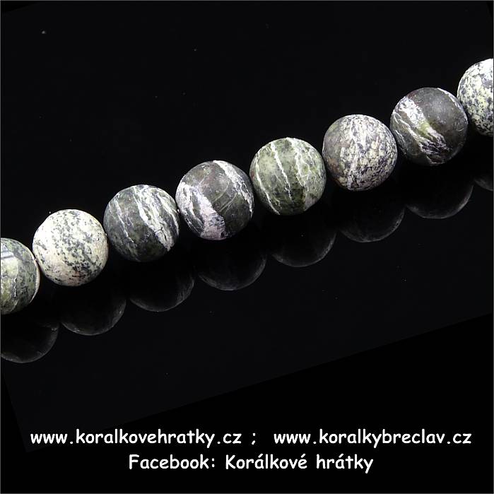 Minerální korálky, 8mm, CHRYZOTIL mat (balení 10 ks )