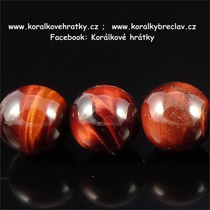 Minerální korálky, 10mm, BÝČÍ OKO/ balení 11 ks   