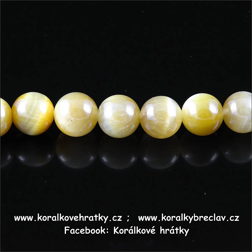 Minerální korálky, 6mm, TYGŘÍ OKO světlé  / balení 14 ks 