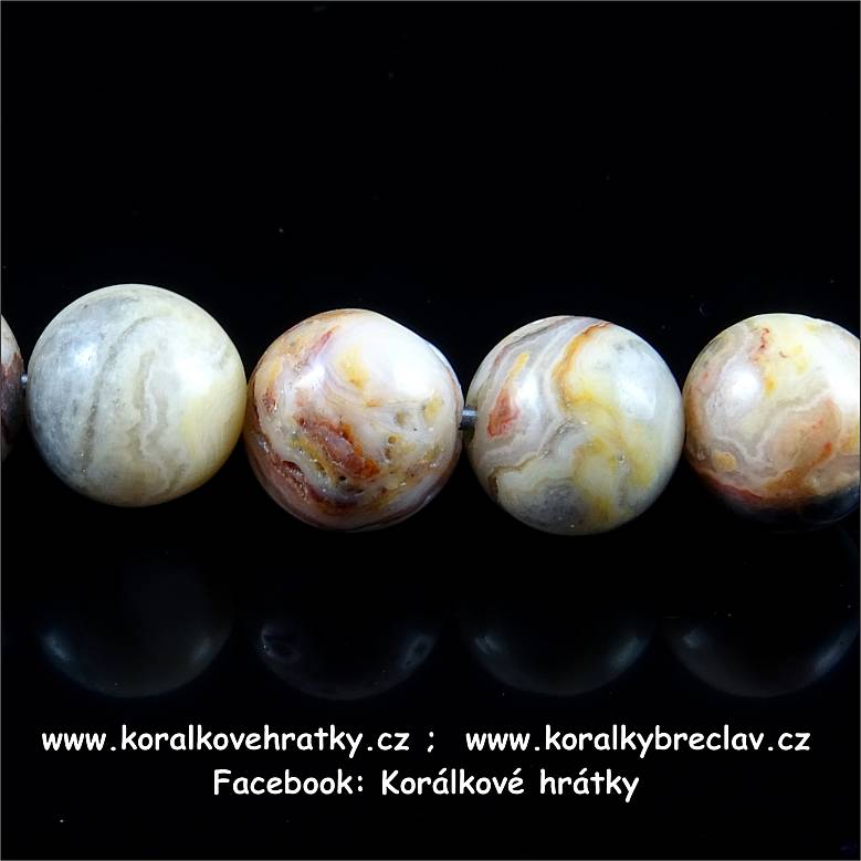 Minerální korálky,8mm, Achát (1)  / balení 20 ks 