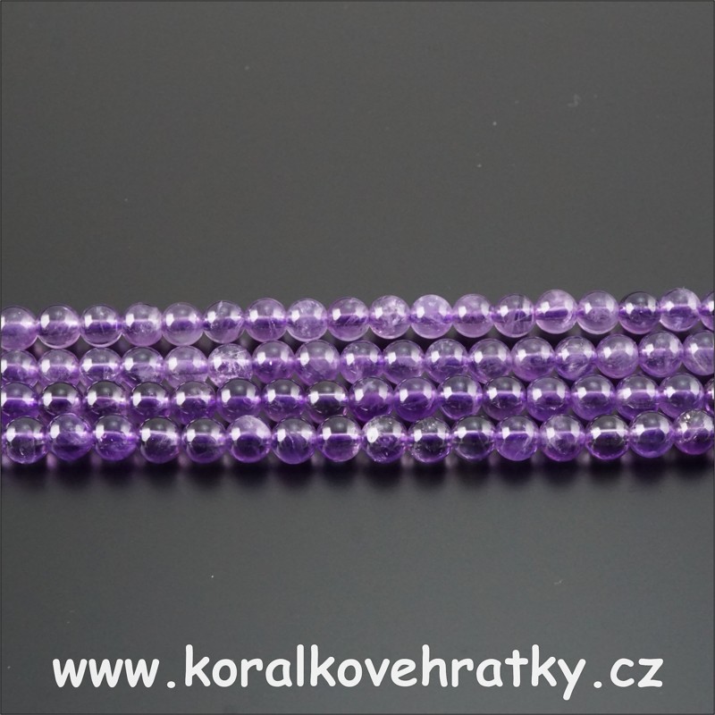 Minerální korálky, 4mm, AMETYST / balení 20 ks