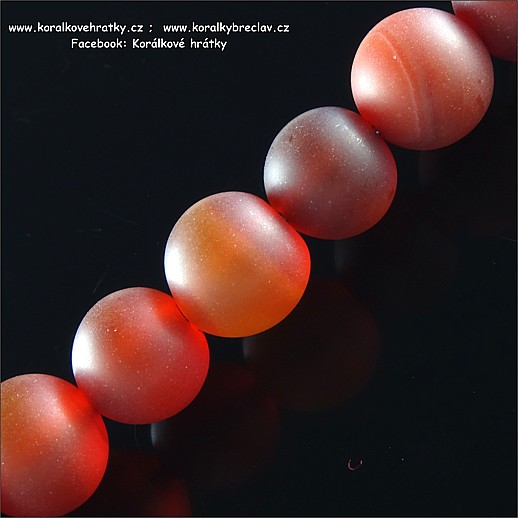 Minerální korálky, 9 mm, Karneol, matný / balení 5 ks 