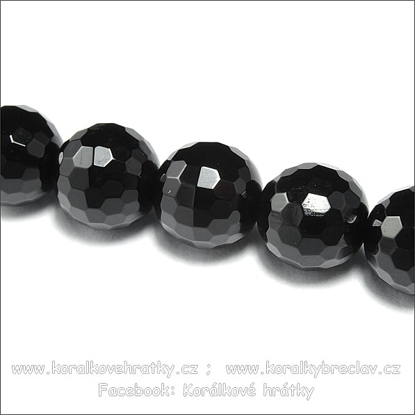 Minerální korálky, 8 mm, Turmalín fazetovaný / balení 10 ks 