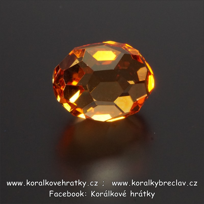 Perle OLIVA, sklo, 16 x 12 mm, barva oranžová (BEZ DÍRKY)/ balení 25 ks 