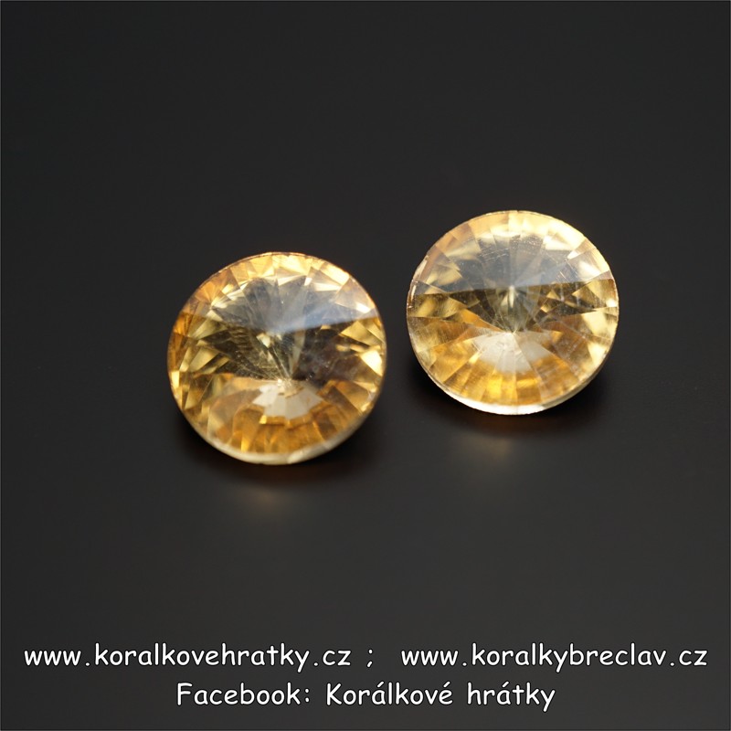 MC rivolka, sklo, 12mm, barva gold champagne (balení 20 ks) bez dírky