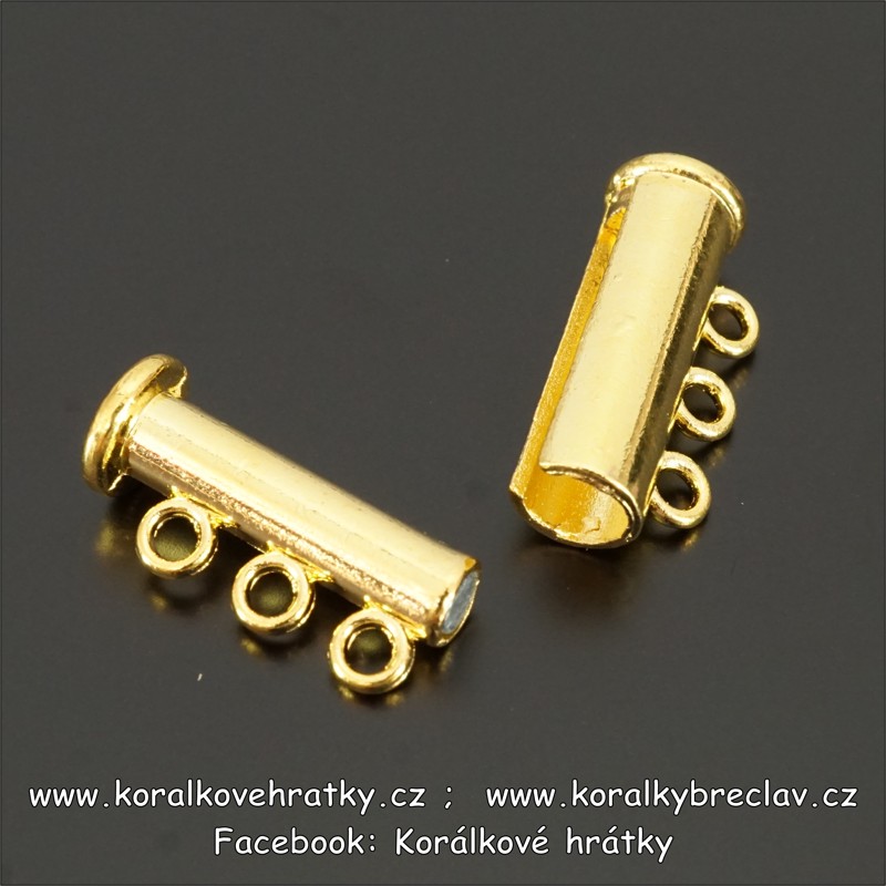 Magnetické zapínaní vysouvací 3 ok, barva zlata, 20x10x7mm / balení 2 ks 