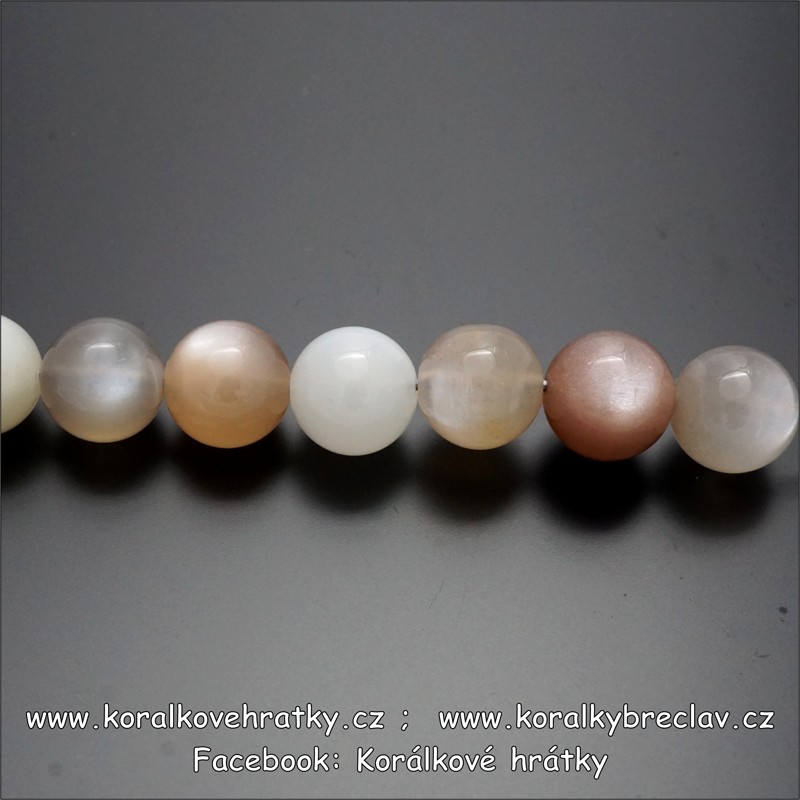 měsíční kámen, cca. 8 mm, minerální korálky (mix barev) / balení 5 ks