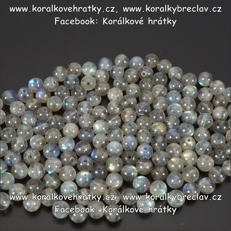 Labradorit, cca. 4 mm, minerální korálky, delux / balení 20 ks 