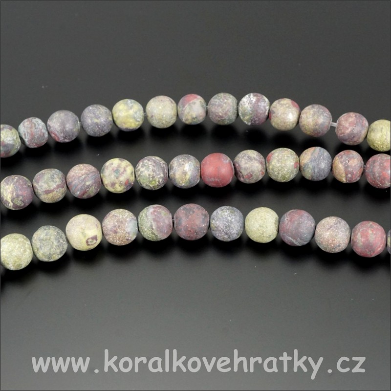 Minerální korálky, cca. 6mm Jaspis (dračí krev), mat / balení 30 ks 