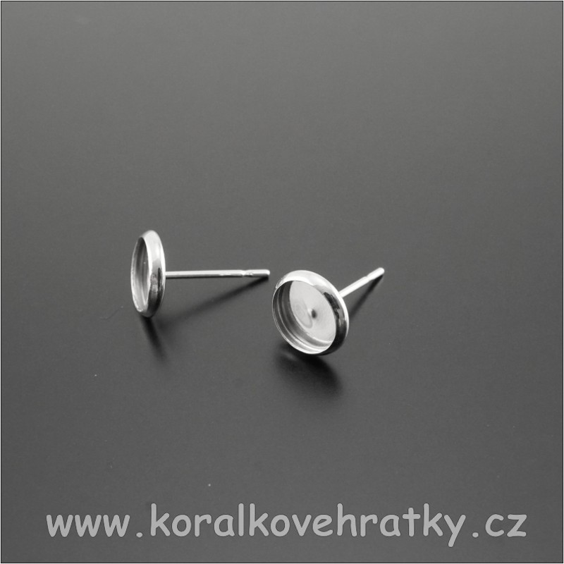 Náušnice, puzeta s lůžkem (na plyskyřici), lůžko cca. 6mm, nerez ocel (balení 3 páry )